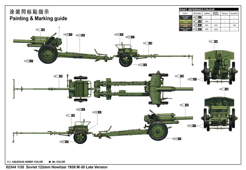 Trumpeter MILITARY MODEL Trumpeter 1/35 Soviet 122mm Howitzer 1938 M30 Gun Late Version Kit