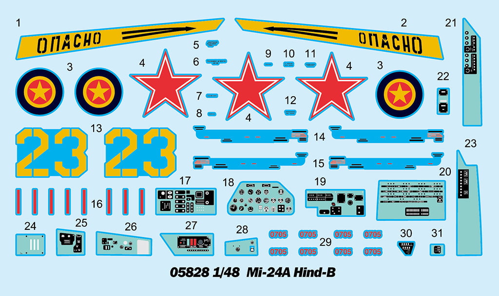Trumpeter MODEL AIRCRAFT Trumpeter 1/48 Mi24A Hind-B Helicopter (New Tool)
