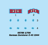 Trumpeter MODEL SHIPS Trumpeter 1/700 German Zerstorer Z43 Destroyer 1944 Kit
