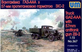 Unimodel Military MILITARY MODEL Unimodel Military 1/72 GAZ-AAA Military Truck w/Zis2 57mm Anti-Tank Gun Kit