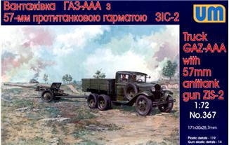 Unimodel Military MILITARY MODEL Unimodel Military 1/72 GAZ-AAA Military Truck w/Zis2 57mm Anti-Tank Gun Kit