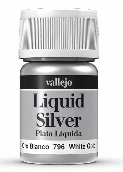 Vallejo Paint - Acrylic Vallejo 70.796 Metallic Liquid White Gold Model Color 35ml Bottle