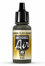 Vallejo Paint - Acrylic Vallejo 71.011 Dark Green RLM83 Model Air 17ml Bottle