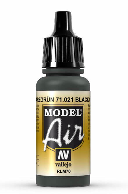 Vallejo Paint - Acrylic Vallejo 71.021 Black Green RLM70 Model Air 17ml Bottle