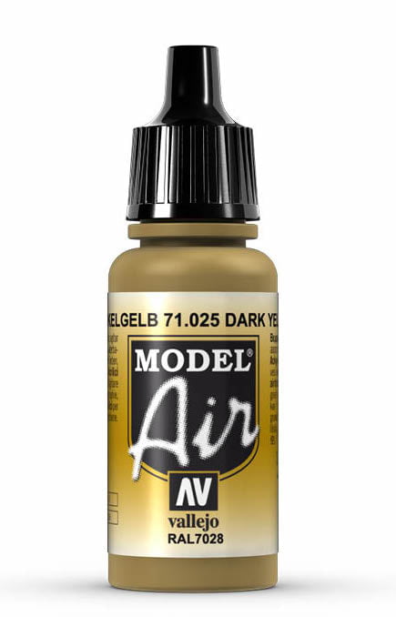 Vallejo Paint - Acrylic Vallejo 71.025 Model Air Acrylic Airbrush Paint Dark Yellow 17ml Bottle