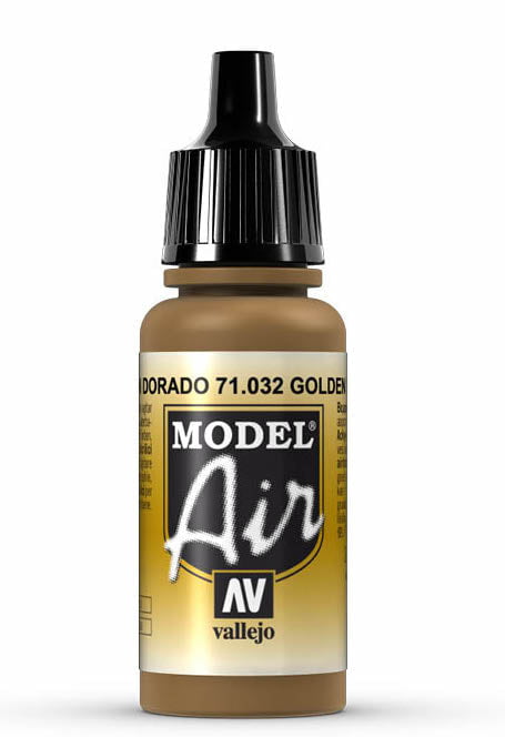 Vallejo Paint - Acrylic Vallejo 71.032 Golden Brown Model Air 17ml Bottle