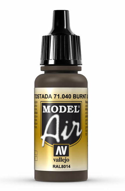 Vallejo Paint - Acrylic Vallejo 71.040 Burnt Umber Model Air 17ml Bottle