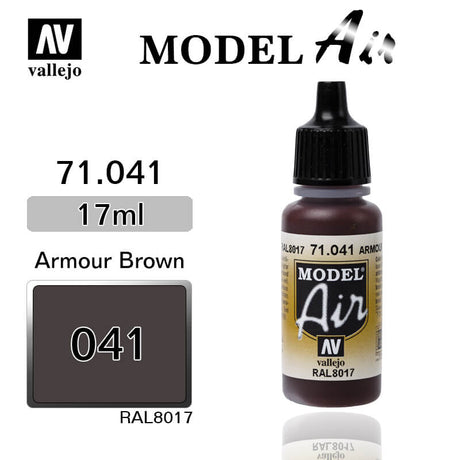 Vallejo Paint - Acrylic Vallejo 71.041 Model Air Acrylic Airbrush Paint Armour Brown 17ml Bottle