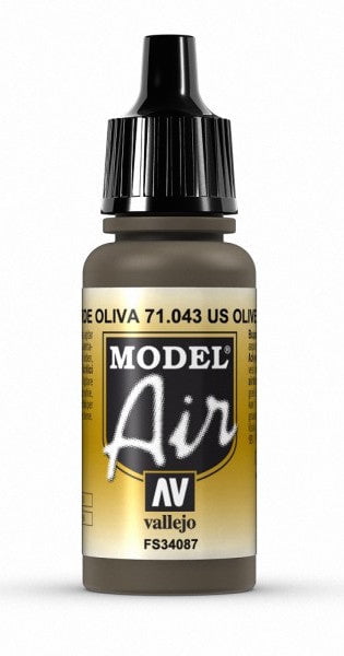 Vallejo Paint - Acrylic Vallejo 71.043 Model Air Acrylic Airbrush Paint US Olive Drab 17ml Bottle