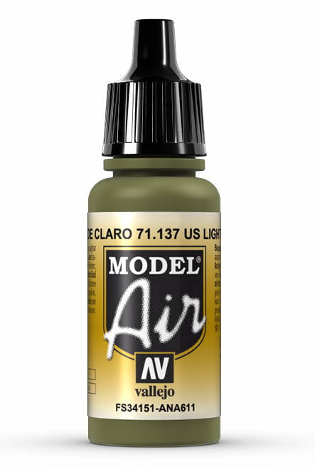 Vallejo Paint - Acrylic Vallejo 71.137 US Light Green Model Air 17ml Bottle