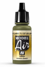 Vallejo Paint - Acrylic Vallejo 71.137 US Light Green Model Air 17ml Bottle