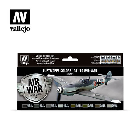Vallejo Paint - Acrylic Vallejo 71.166 Model Air Acrylic Airbrush Paint Luftwaffe 1941-45 Colors Set 8