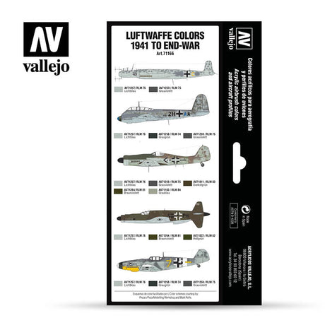 Vallejo Paint - Acrylic Vallejo 71.166 Model Air Acrylic Airbrush Paint Luftwaffe 1941-45 Colors Set 8