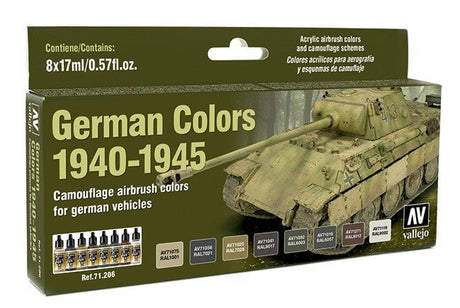 Vallejo Paint - Acrylic Vallejo 71.206 Model Air Acrylic Airbrush Paint German Vehicle Camo 1940-1945 8 Color Set