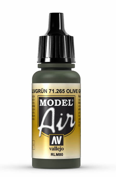 Vallejo Paint - Acrylic Vallejo 71.265 Olive Green RLM80 Model Air 17ml Bottle