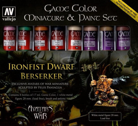 Vallejo PAINTS Vallejo Acrylic 17ml Bottle Avatar: Ironfist Dwarf Berserker Metal Figure & Game Color Paint Set (8 Colors)