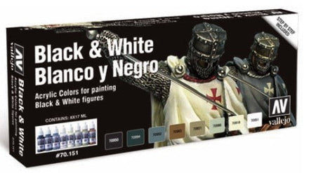 Vallejo PAINTS Vallejo Acrylic 17ml Bottle Blacks & Whites Model Color Paint Set (8 Colors)