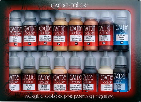 Vallejo PAINTS Vallejo Acrylic 17ml Bottle Leather & Metal Game Color Paint Set (16 Colors)