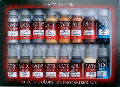 Vallejo PAINTS Vallejo Acrylic 17ml Bottle Leather & Metal Game Color Paint Set (16 Colors)