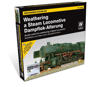 Vallejo PAINTS Vallejo Acrylic 17ml  Bottle Weathering Steam Locomotive Model Color Paint Set (8 Colors & 30ml Matt Varnish)