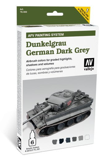 Vallejo PAINTS Vallejo Acrylic 8ml Bottle AFV German Dark Grey AFV Paint Set (6 Colors)