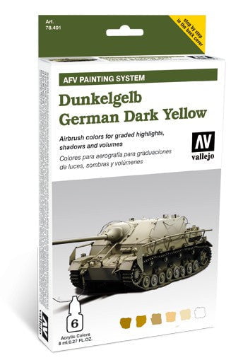 Vallejo PAINTS Vallejo Acrylic 8ml Bottle AFV German Dark Yellow AFV Paint Set (6 Colors)