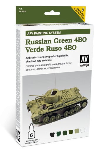 Vallejo PAINTS Vallejo Acrylic 8ml Bottle AFV Russian Green 4BO AFV Paint Set (6 Colors)