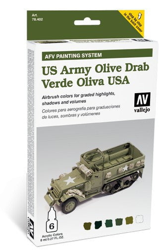 Vallejo PAINTS Vallejo Acrylic 8ml Bottle AFV US Army Olive Drab AFV Paint Set (6 Colors)