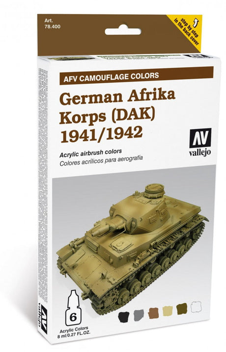 Vallejo PAINTS Vallejo Acrylic 8ml Bottle German Afrika Korps 1941-42 (DAK) AFV Paint Set (6 Colors)