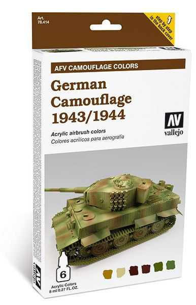 Vallejo PAINTS Vallejo Acrylic 8ml Bottle German Camouflage 1943-44 AFV Paint Set (6 Colors)