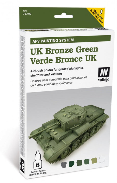 Vallejo PAINTS Vallejo Acrylic 8ml Bottle UK Bronze Green AFV Paint Set (6 Colors)