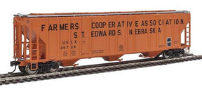 Walthers Proto Walthers Proto 106160 55' Evans 4780 Covered Hopper Farmers Co-op Association USLX #26724 (St. Edwards, Nebraska; orange, black) HO Scale