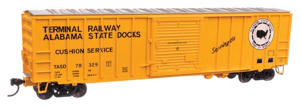 Walthers Walthers 910-1874 50' ACF Exterior Post Boxcar Terminal Railway Alabama State Docks TASD #78329 (yellow, black, white) HO Scale
