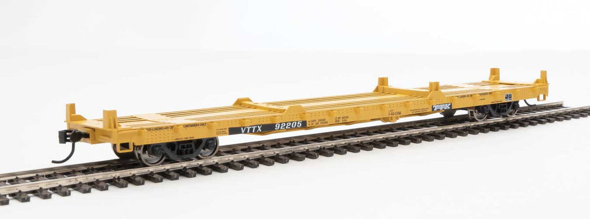 Walthers Walthers 910-5349 60' Pullman-Standard Flatcar TTX VTTX #92205 (20' and 40' container loading, yellow, black, white) HO Scale