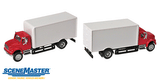 Walthers Walthers 949-11291 International 4900 Single-Axle Box Van Red Cab, White Body - Assembled HO Scale SceneMaster