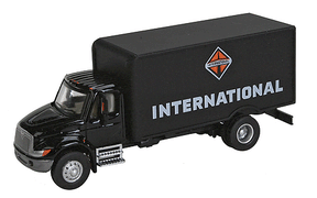 Walthers Walthers 949-11292 International 4900 Single-Axle Box Van International (black) - Assembled HO Scale SceneMaster