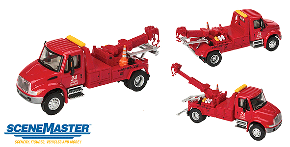 Walthers Walthers 949-11531 International 4300 Tow Truck Red - Assembled HO Scale SceneMaster