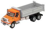 Walthers Walthers 949-11661 International 7600 3-Axle Heavy-Duty Dump Truck Orange Cab, Silver Dump Body - Assembled HO Scale SceneMaster
