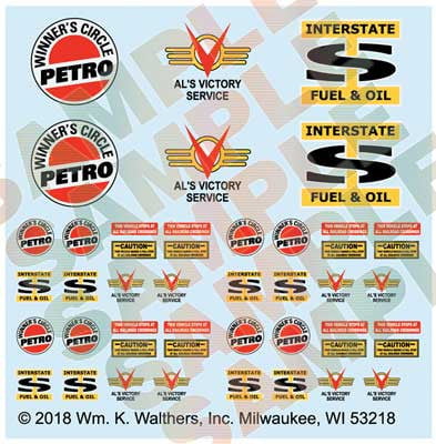 Walthers Walthers 949-11671 International 7600 Tank Truck with Trailer Al's Victory Service, Interstate Oil & Winner's Circle decals (red, chrome) - Assembled HO Scale SceneMaster