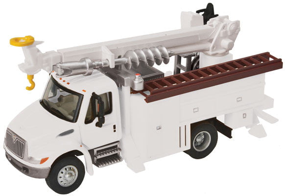 Walthers Walthers 949-11733 International 4300 Utility Truck w/Drill White w/Railroad Maintenance-of-Way Logo Decals - Assembled HO Scale SceneMaster