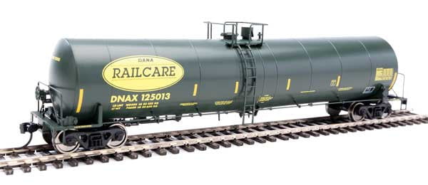 Walthers Walthers Mainline 910-1257 Trinity 25,000-Gallon Tank Car Dana Transportation DNAX #125013 (black, yellow stripes & Railcare logo) HO Scale