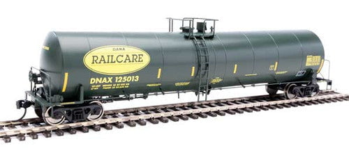 Walthers Walthers Mainline 910-1257 Trinity 25,000-Gallon Tank Car Dana Transportation DNAX #125013 (black, yellow stripes & Railcare logo) HO Scale