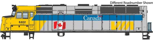 Walthers Walthers Mainline 910-19470 EMD F40PH VIA Rail Canada #6427 (Canada Scheme, gray, blue, yellow, with Flag) ESU Sound and DCC HO Scale