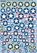 Warbird Decals DECALS Warbird Decals 1/72 Cocarde Stars & Bars for USAAF Bombers & Fighters 1921-1946