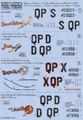 Warbird Decals DECALS Warbird Decals 1/72 P51D Iron Ass, Sweet Arlene, My Achin Back, Jan
