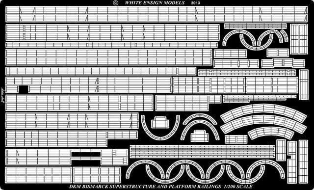 White Ensign Details DETAIL PARTS White Ensign Details 1/200 Bismarck Railings for TSM Detail Set