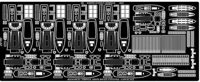 White Ensign Details DETAIL PARTS White Ensign Details 1/200 Bismarck, Tirpitz Ships Boat Fittings Detail Set