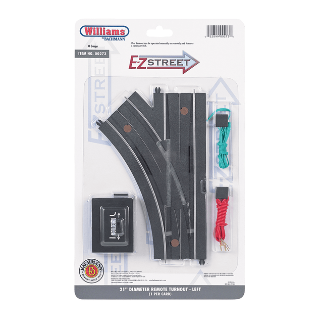 Williams by Bachmann E-Z Street Track Williams by Bachmann 00273 O Gauge E-Z Street 21" Left Hand Remote Switch