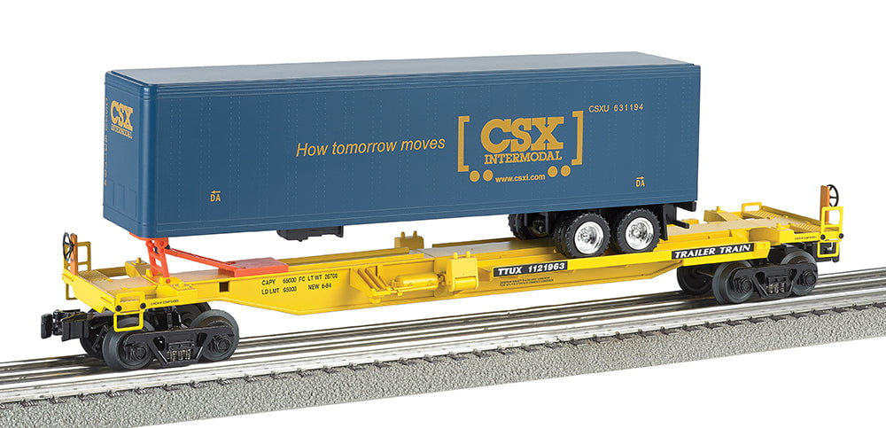 Williams by Bachmann Flatcar - TOFC Williams by Bachmann 48403 O Gauge Front Runner Flatcar with Trailer CSX