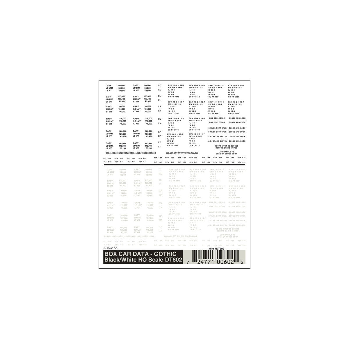 Woodland Scenics Woodland Scenics 602 Boxcar Data Gothic/black & white
